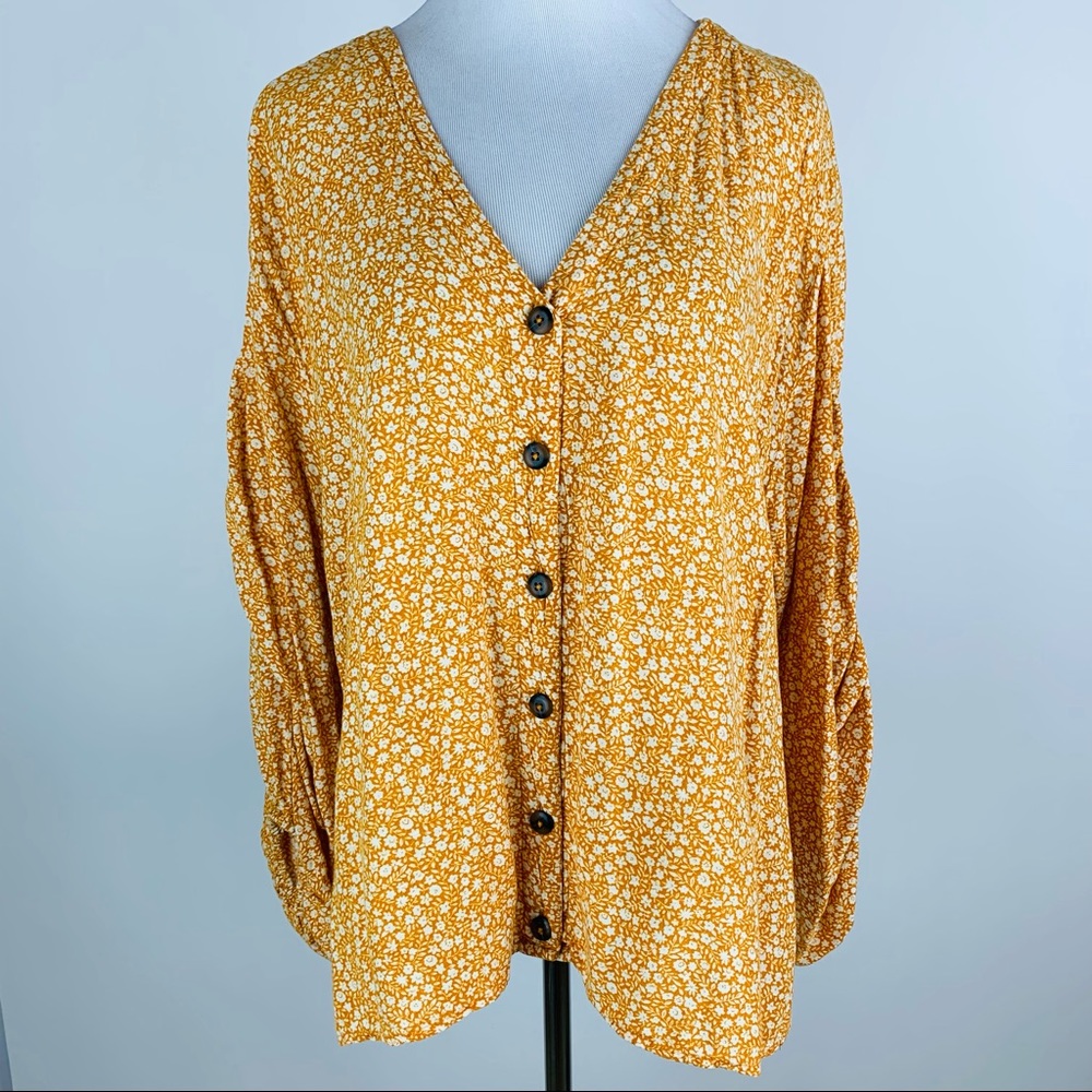 Anthropologie Maeve Floral Button Down Top Large
